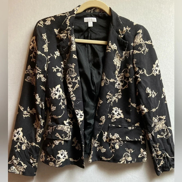 Charter Club 100% Silk button floral  blazer Sz 6 - Picture 3 of 10